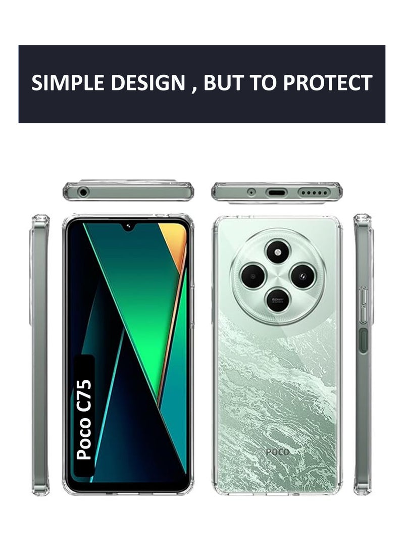 Poco C75 - 2in1 Pack Soft Flexible Transparent Silicone Protective Back Case Cover And Tempered Glass Screen Protector - Image 4