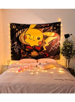 MileMelo Tapestry Wall Hanging The Anime Pokémon Hanging Backdrop for Living Room Bedroom Dorm 150*130cm (With lamp) 