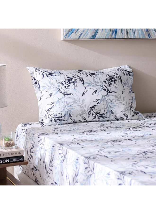 DANUBE HOME Danube Home Bliss 2 Piece Single Fitted Sheet Set 120x200 cm Grey/Blue | Cotton /Viscos -180 Thread Count Bedding Set For Bedroom