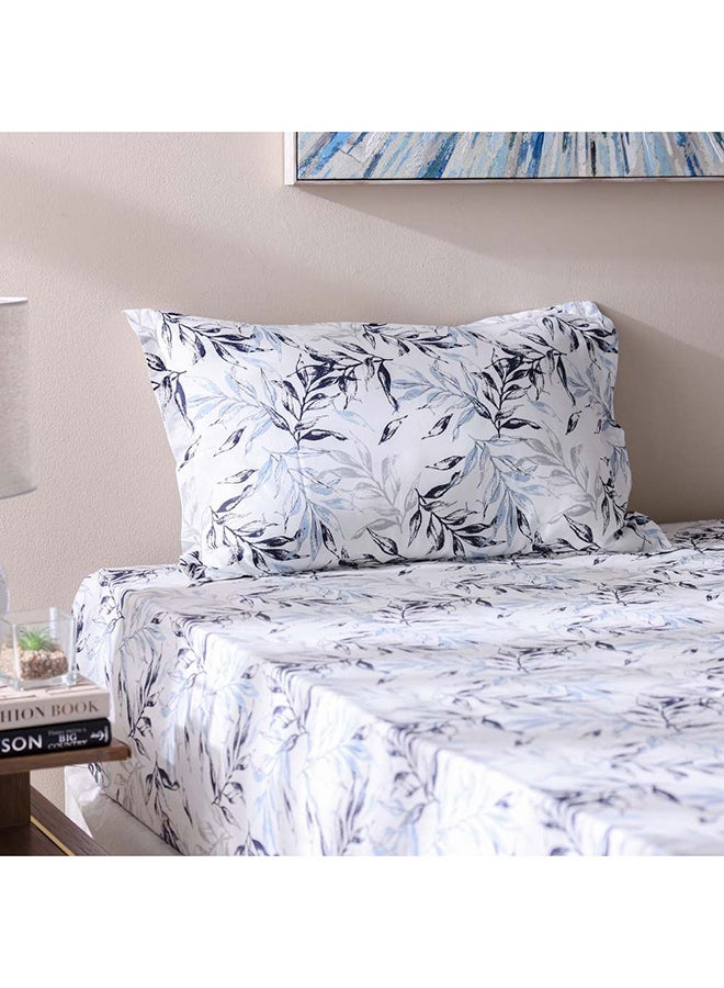 Danube Home Bliss 2 Piece Single Fitted Sheet Set 120x200 cm Grey/Blue | Cotton /Viscos -180 Thread Count Bedding Set For Bedroom - Image 1