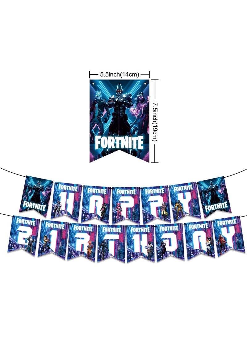 لوازم حفلة عيد ميلاد بتصميم لعبة فورتنايت، مجموعة زينة لحفلة بموضوع ألعاب الفيديو تشمل بالونات، زينة الكعك، ولافتات - Image 3