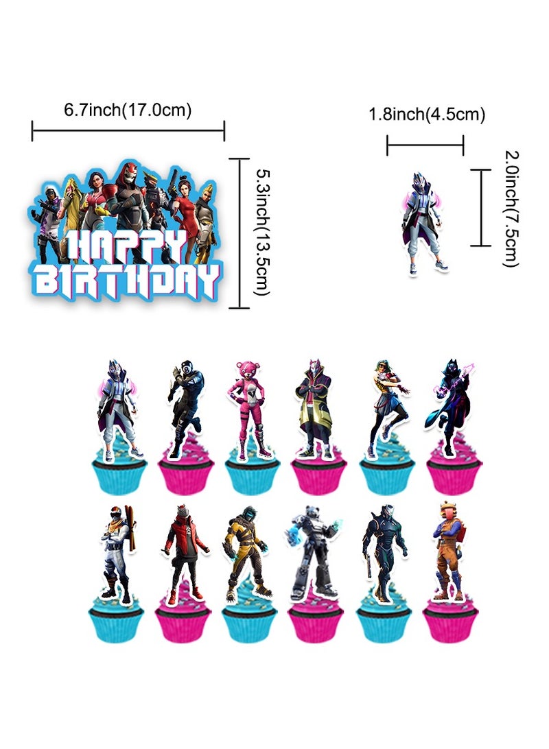 لوازم حفلة عيد ميلاد بتصميم لعبة فورتنايت، مجموعة زينة لحفلة بموضوع ألعاب الفيديو تشمل بالونات، زينة الكعك، ولافتات - Image 4