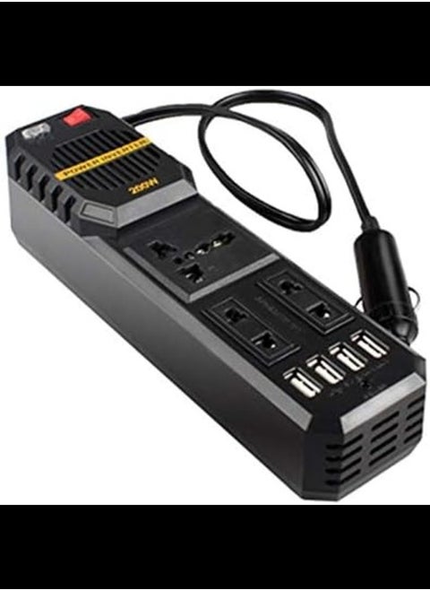 200W Mini Car Vehicle Inverter DC 12V to AC 220V USB Output High-power Power Inverter Small Car Special Edition - Black