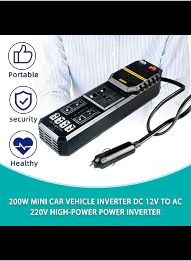 Generic - 200W Mini Car Vehicle Inverter DC 12V to AC 220V USB Output High-power Power Inverter Small Car Special Edition - Black - Image 1