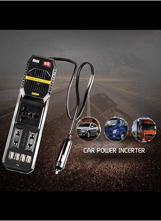 Generic - 200W Mini Car Vehicle Inverter DC 12V to AC 220V USB Output High-power Power Inverter Small Car Special Edition - Black - Image 1
