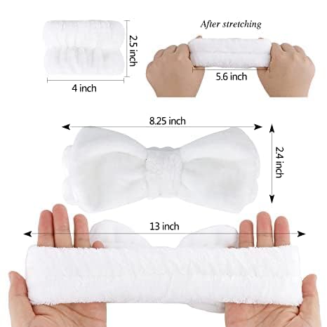 XIBO Women 3 Pcs Headband And Wristband Set Microfiber Wrist Wrist Wash Bands Skincare Headbands Makeup Headband With Wrist Band Facial Headband Face Wash Wristbands For Washing Face - Image 2