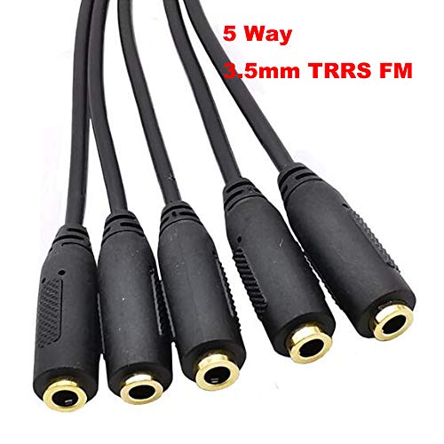 Kework 12 Inch 1/8” 3.5mm TRRS Splitter Audio Cable, 1 Male to 5 Female 3.5mm Plug Extender Headphone Cable, 3.5mm 4 Pole Stereo Jack Extension Adapter Headset Aux Cable, Support MIC - Image 2