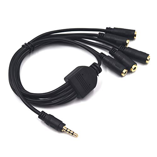 Kework 12 Inch 1/8” 3.5mm TRRS Splitter Audio Cable, 1 Male to 5 Female 3.5mm Plug Extender Headphone Cable, 3.5mm 4 Pole Stereo Jack Extension Adapter Headset Aux Cable, Support MIC - Image 4