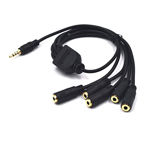 Kework 12 Inch 1/8” 3.5mm TRRS Splitter Audio Cable, 1 Male to 5 Female 3.5mm Plug Extender Headphone Cable, 3.5mm 4 Pole Stereo Jack Extension Adapter Headset Aux Cable, Support MIC - Image 5