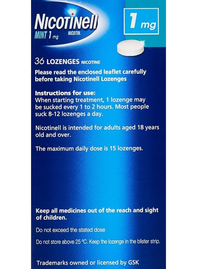 Nicotinell Lozenge Fresh Mint Flavour, Sugar Free, Stop Smoking Aids, 1 Mg, 36 Pieces - Image 2