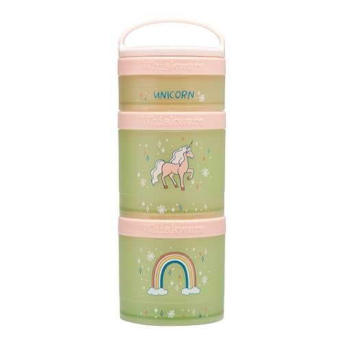 Whiskware Stackable Snack Containers for Kids and Toddlers, 3 Stackable Snack Cups for School or Travel, Unicorn(Pack of 1) - Image 1