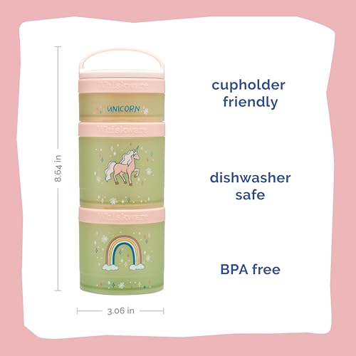 Whiskware Stackable Snack Containers for Kids and Toddlers, 3 Stackable Snack Cups for School or Travel, Unicorn(Pack of 1) - Image 2