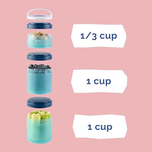 Whiskware Stackable Snack Containers for Kids and Toddlers, 3 Stackable Snack Cups for School or Travel, Unicorn(Pack of 1) - Image 4
