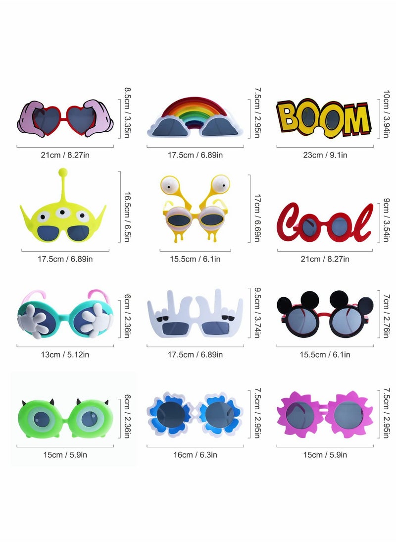 Captaintech 12 Pack Colorful Hawaiian Party Sunglasses for Kids, Fun Summer Costume Accessories, Perfect for Beach Themed Celebrations and Party Favors  - Image 2