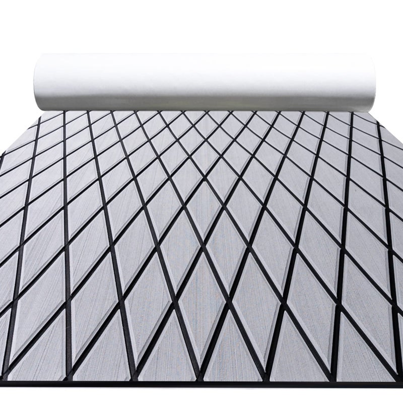 FOCEAN Boat Flooring EVA Foam Boat Decking Marine Mat NonSlip SelfAdhesive Flooring Sheet for Motorboat Kayak Surfboard Garden Swimming Pools 945x 472 Grey with Black Lines
