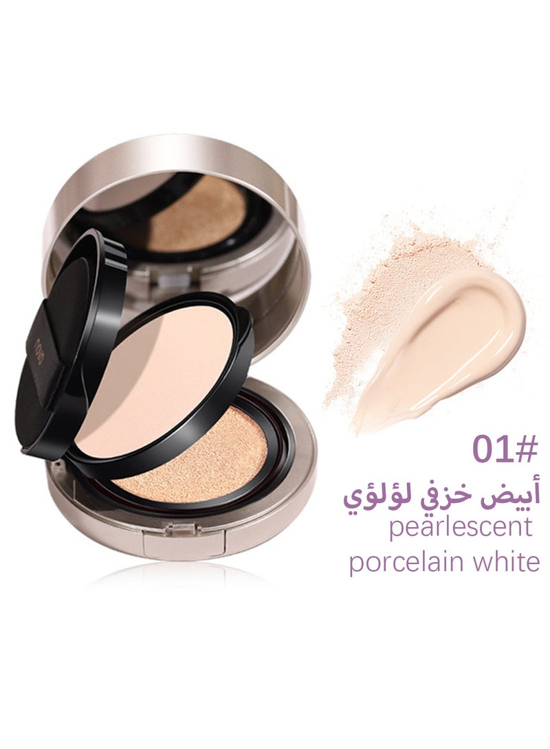 COYO Double Layer Air Cushion Cream, Natural Long Lasting Cushion Foundation, Lightweight Brightening Strong Concealer, 2 in 1 Makeup Base Primer and Pressed Finishing Powder for All Skin Types - Image 1