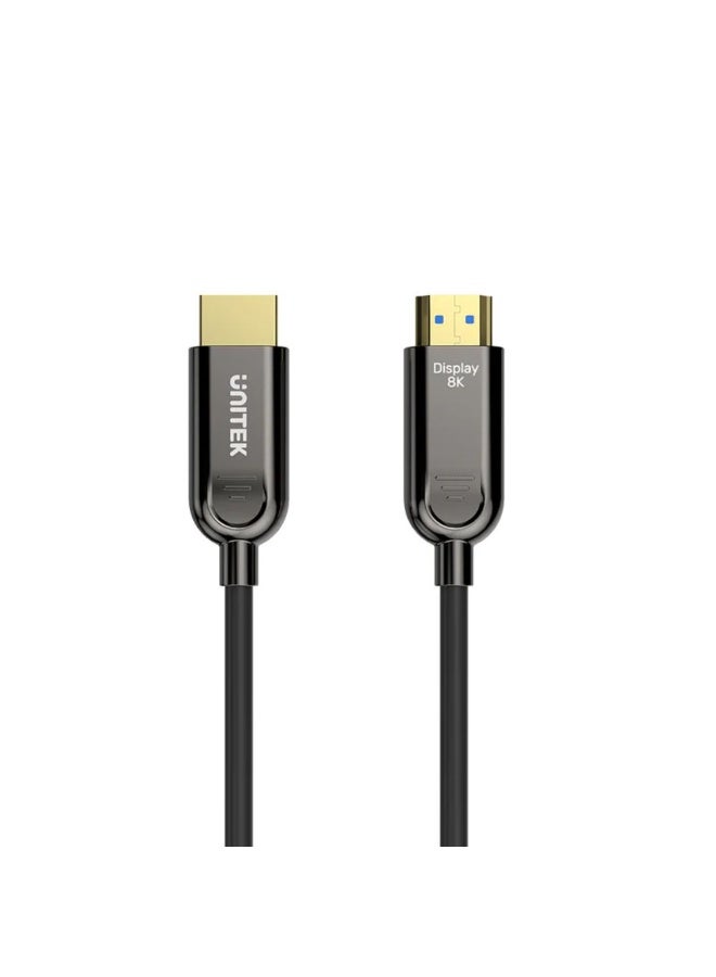 Unitek 8K HDMI Fiber Optic Cable – 30 Meters High-Speed Ultra HD HDMI 2.1 Cable – Supports 8K@60Hz, 4K@120Hz, HDR10+, eARC, Dolby Atmos – Lightweight & Flexible Design – Black - Image 2