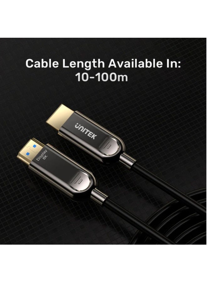 Unitek 8K HDMI Fiber Optic Cable – 30 Meters High-Speed Ultra HD HDMI 2.1 Cable – Supports 8K@60Hz, 4K@120Hz, HDR10+, eARC, Dolby Atmos – Lightweight & Flexible Design – Black - Image 5