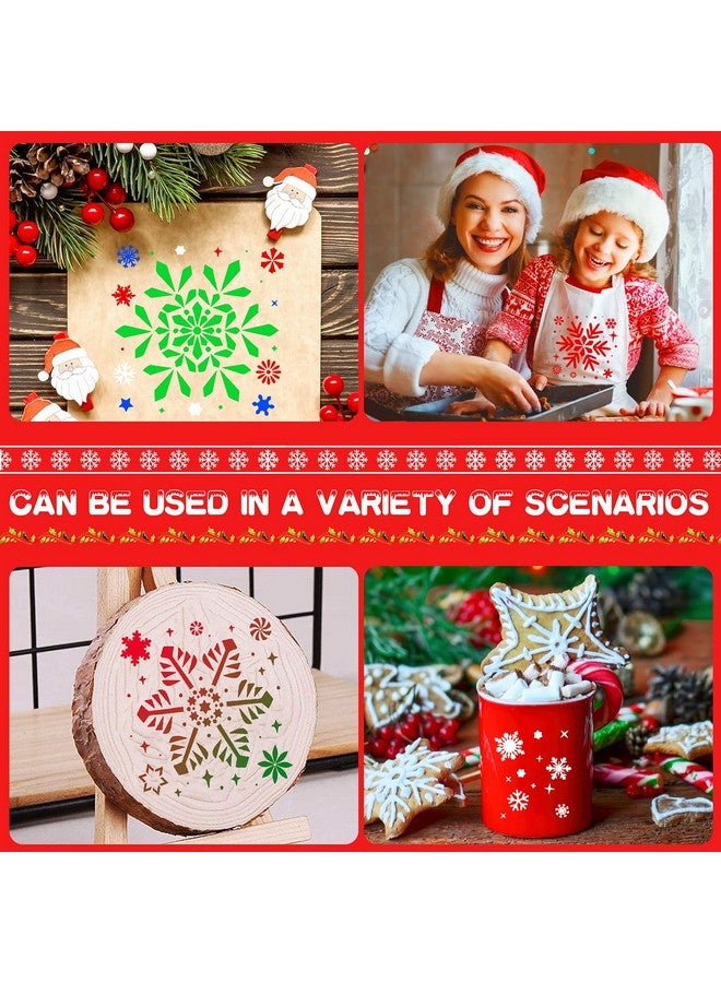 Konsait Hristmas Snowflake Stencil Template, Konsait 6Pack Reusable Plastic Craft Drawing Painting Template, Xmas Stencils For Greeting Cards, Wall, Wood, Face, Cookie, Cake,Biscuit,Coffee Decor - Image 3