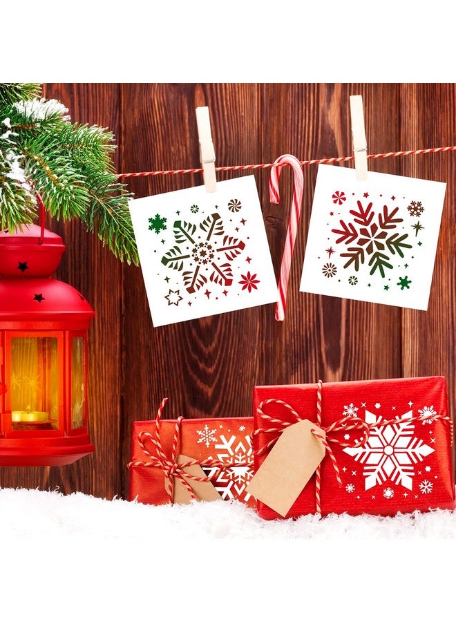 Konsait Hristmas Snowflake Stencil Template, Konsait 6Pack Reusable Plastic Craft Drawing Painting Template, Xmas Stencils For Greeting Cards, Wall, Wood, Face, Cookie, Cake,Biscuit,Coffee Decor - Image 4