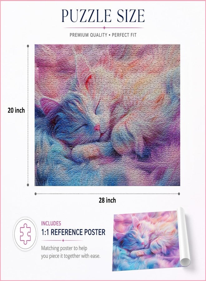 Yunlus Jigsaw Puzzles for Adults 1000 Pieces Cure Sweet Cat 1000pc Puzzles Impossible Hard Difficult Challenging Puzzles for Adults Sleeping Kitten Jigsaw Puzzle 1000 Pieces 28 x 20 inch - Image 4