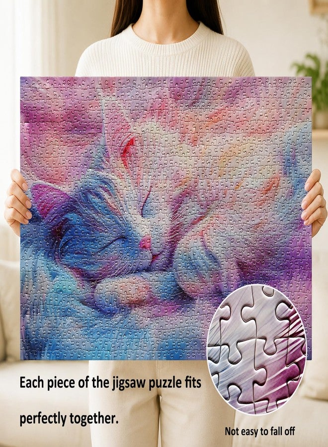 Yunlus Jigsaw Puzzles for Adults 1000 Pieces Cure Sweet Cat 1000pc Puzzles Impossible Hard Difficult Challenging Puzzles for Adults Sleeping Kitten Jigsaw Puzzle 1000 Pieces 28 x 20 inch - Image 2