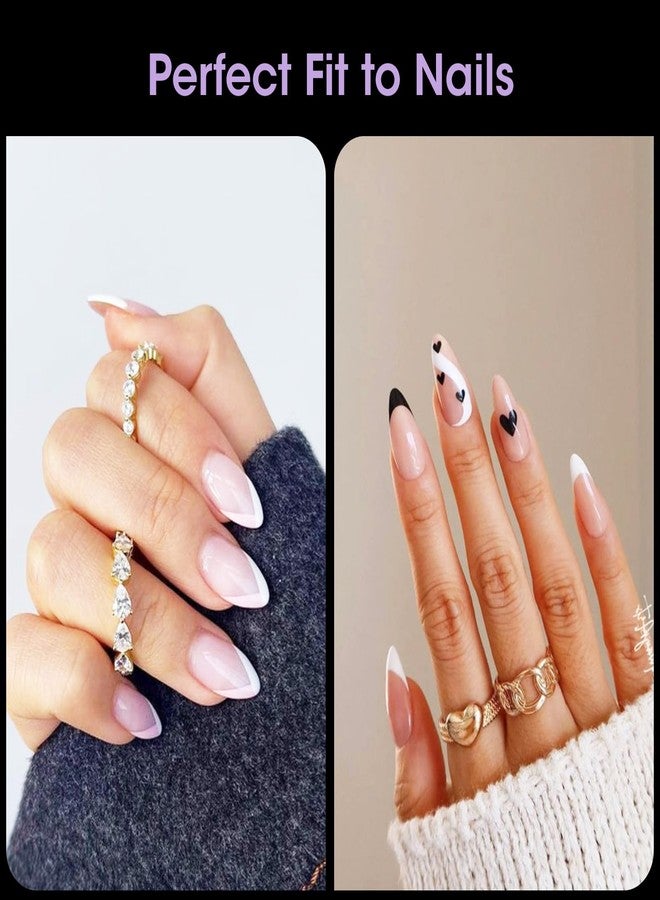 Gellen أطراف أظافر أكريليك لوزية متوسطة من جيلين 504 قطعة - تغطية كاملة، نصف غير لامع، أظافر لوزية شفافة للضغط للتطبيق الذاتي والصالونات، 12 حجمًا - Image 2