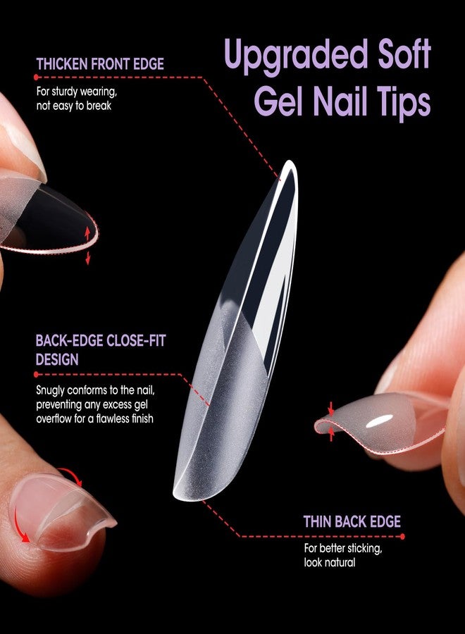 Gellen أطراف أظافر أكريليك لوزية متوسطة من جيلين 504 قطعة - تغطية كاملة، نصف غير لامع، أظافر لوزية شفافة للضغط للتطبيق الذاتي والصالونات، 12 حجمًا - Image 4