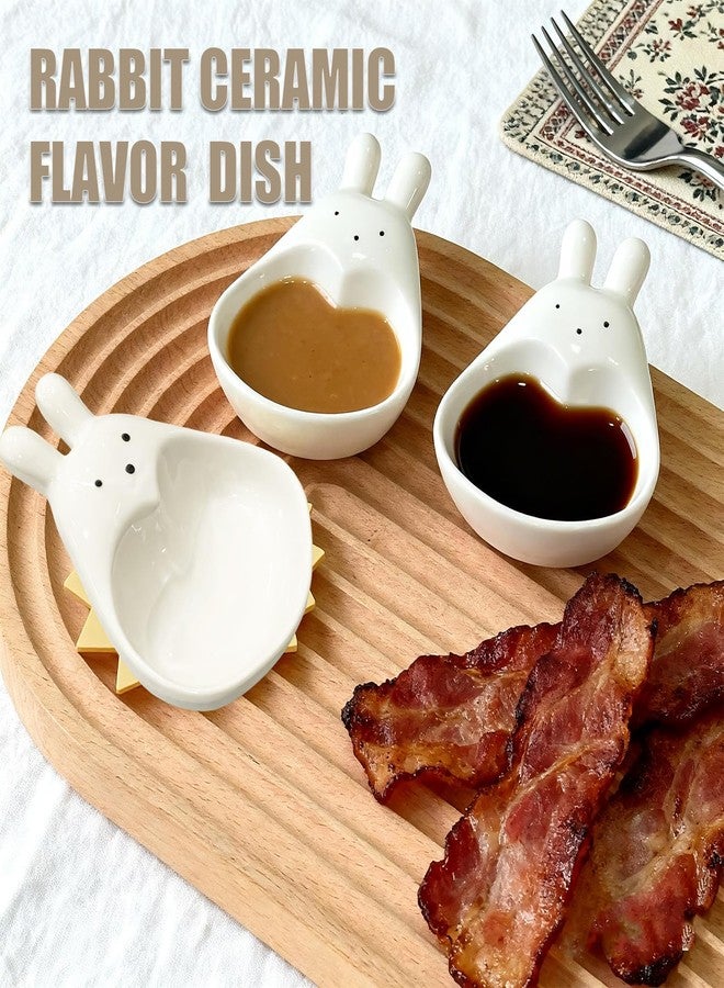 XUNSAIL Rabbit Ceramic Soy Sauce Dishes - Set of 4 Cute Mini Dipping Bowls for Home Gift Sushi, Miso, and Side Dishes, Durable and Dishwasher Safe Appetizer Plates - Image 4