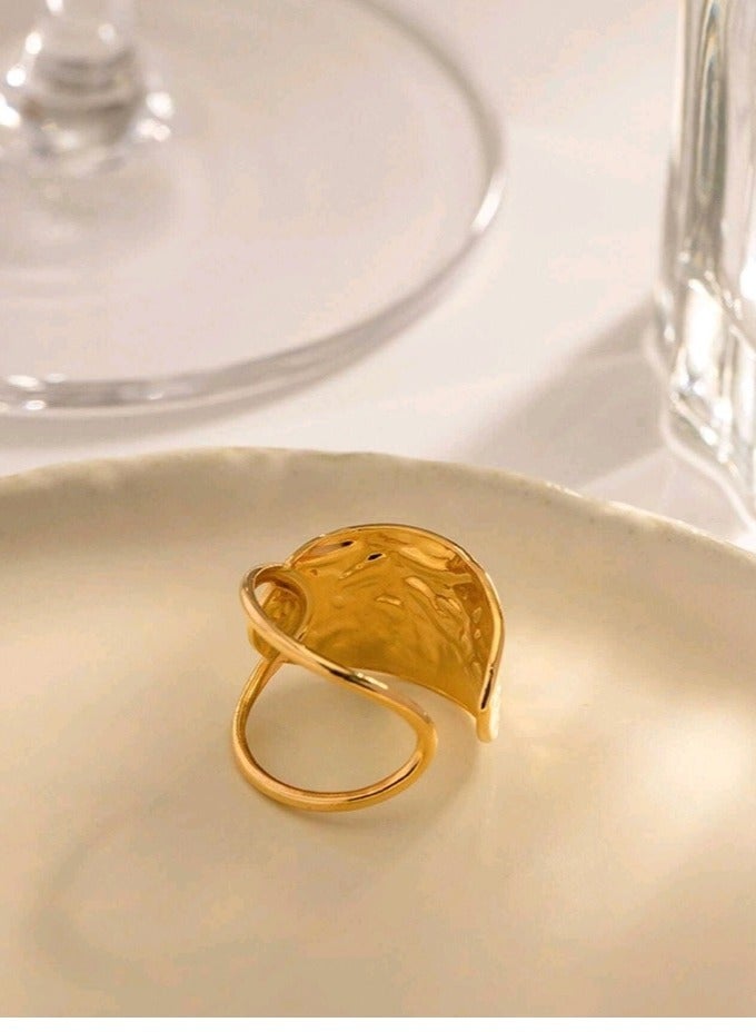 Trendy Stainless Steel Gold Plated Ring For Women One Size