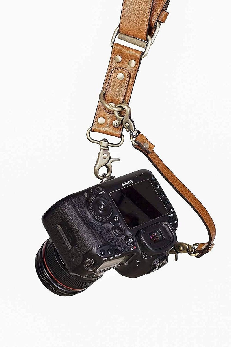 SUPERNIC Camera Strap for 2 Cameras/Dual Shoulder Leather Harness/Multi-Camera Gear for DSLR/SLR Classic Tan with microfiber cloth - Image 3
