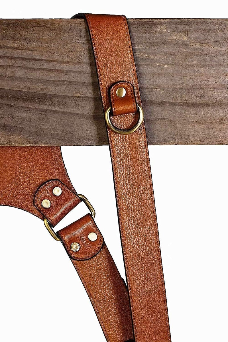 SUPERNIC Camera Strap for 2 Cameras/Dual Shoulder Leather Harness/Multi-Camera Gear for DSLR/SLR Classic Tan with microfiber cloth - Image 2