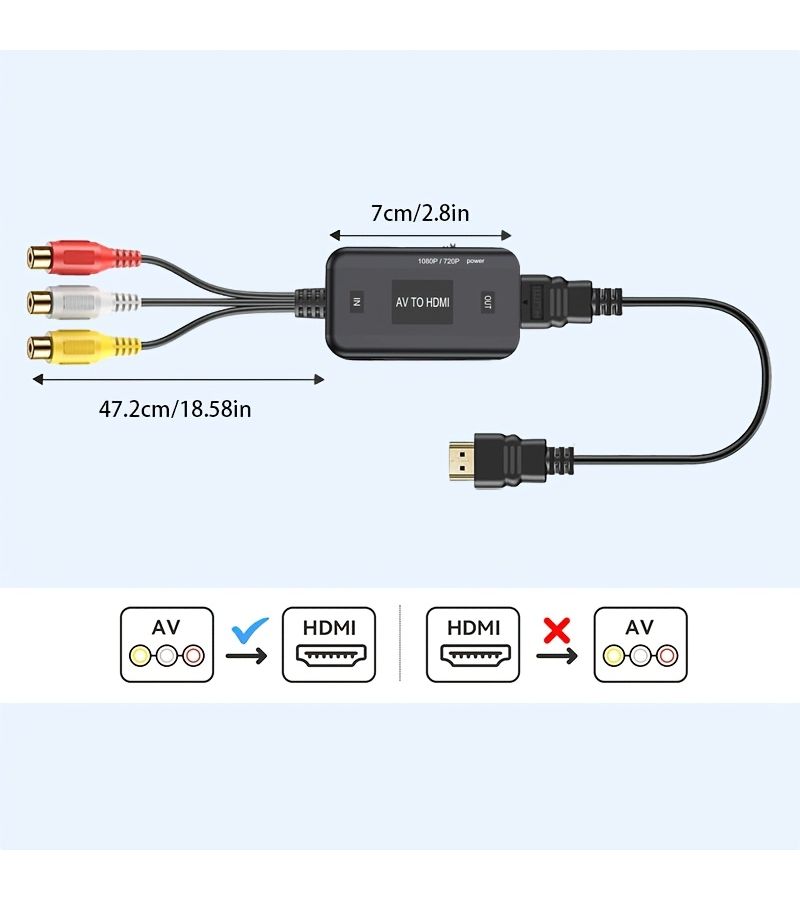 محول AV إلى HDTV كابل محول 1080P RCA مركب إلى التلفزيون لأجهزة ألعاب الفيديو VCR VHS - Image 2