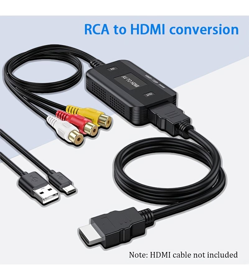 محول AV إلى HDTV كابل محول 1080P RCA مركب إلى التلفزيون لأجهزة ألعاب الفيديو VCR VHS - Image 1