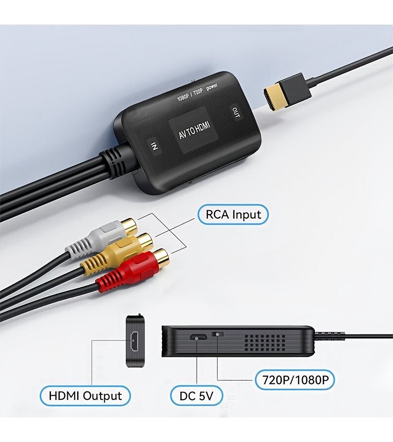 محول AV إلى HDTV كابل محول 1080P RCA مركب إلى التلفزيون لأجهزة ألعاب الفيديو VCR VHS - Image 3