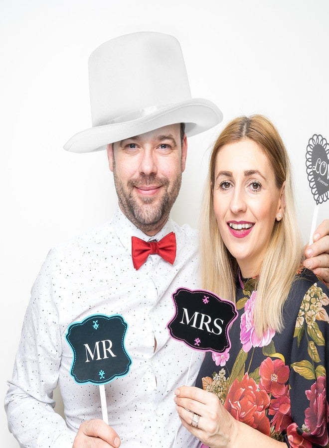 BESTOYARD White Dress Up Hats: Wizard Costume Cap, Satin Bonnets for Halloween Party, Tall Flat Gentleman Miss Sombrero - Image 5