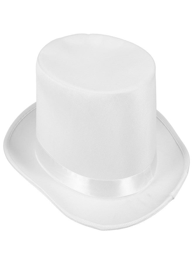 BESTOYARD White Dress Up Hats: Wizard Costume Cap, Satin Bonnets for Halloween Party, Tall Flat Gentleman Miss Sombrero - Image 1