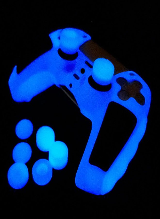 غطاء حماية سيليكوني ناعم وسميك مرصع بمسامير لجهاز تحكم PS5 من HLRAO مضاد للانزلاق ومضيء في الظلام، متوافق مع جهاز تحكم PS5 مع 8 أغطية لمقابض الإبهام وغطاءين للمقابض. - Image 4