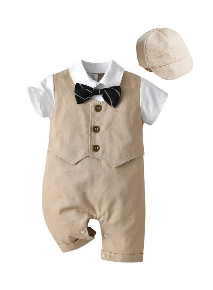 Noor&Star Baby Boy Romper Set with Hat - Birthday Outfit, Photo Shoot Clothes, Party Wear | Premium Gift - Image 1