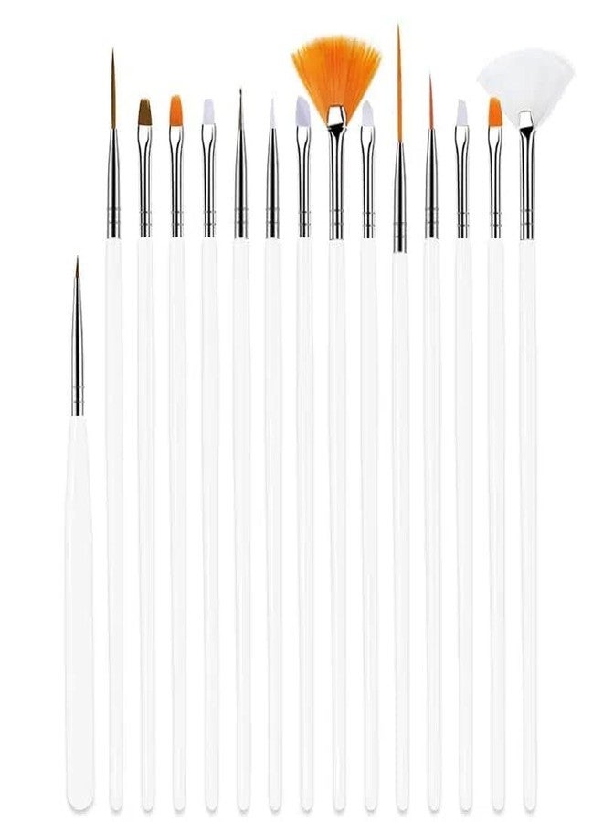 Ruby Face RUBYFACE Nail Art Brushes, Nail Art, Design Dotting Painting Drawing Polish Brush Pen Tools,Nail Designs on Gel Acrylic and Natural Nails- Salon (White, 15 PCS) - Image 2