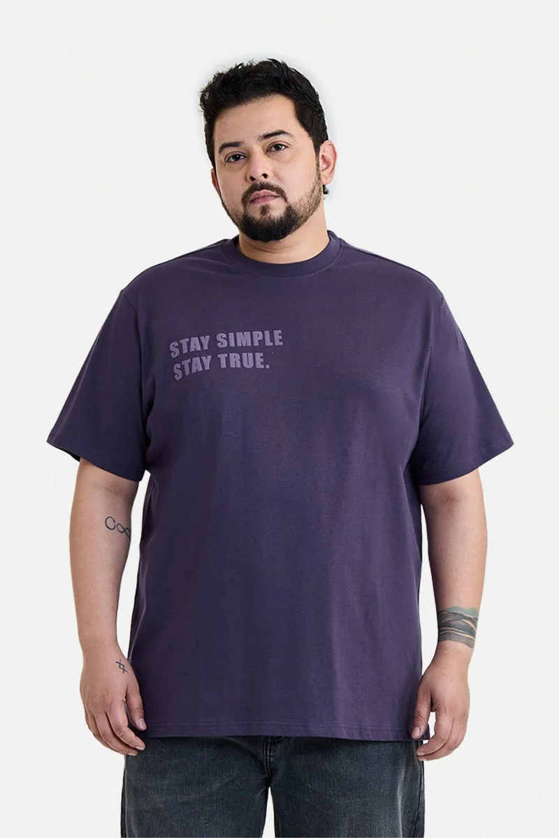 سنيتش Purple Graphic Half Sleeve Regular Fit Casual T-Shirt