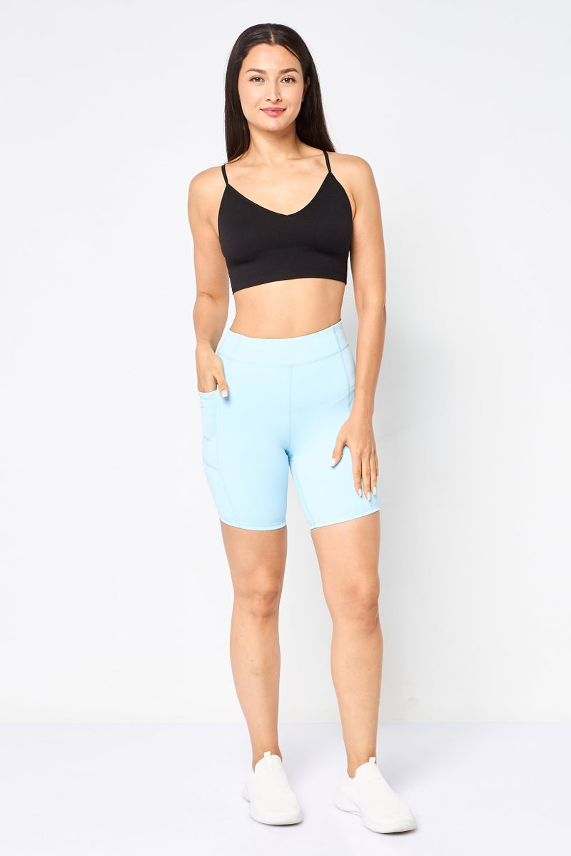 FILA Women Sportswear Fit Brand Logo Cycling Shorts, Blue - Image 4