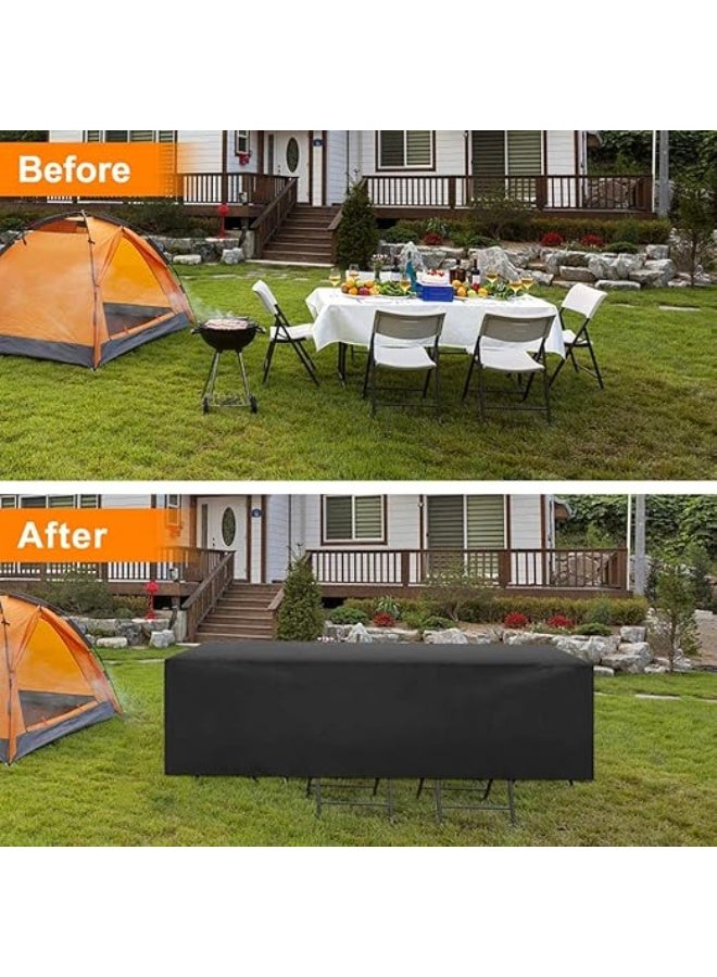 Garden Furniture Covers Waterproof 180x150cm, Patio Table & Outdoor Sofa Set Covers, 420D Oxford Fabric, Black - Image 2