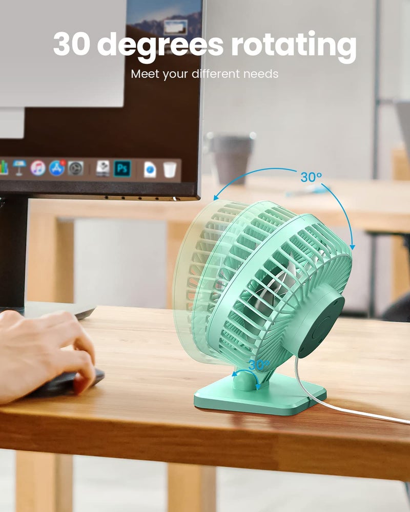 Gaiatop USB Desk Fan, Small But Powerful, Personal Portable Quiet 3 Speeds, Adjustable Mini Table Desktop fan for Cooling Home Office Car Summer Travel Gifts Green - Image 4