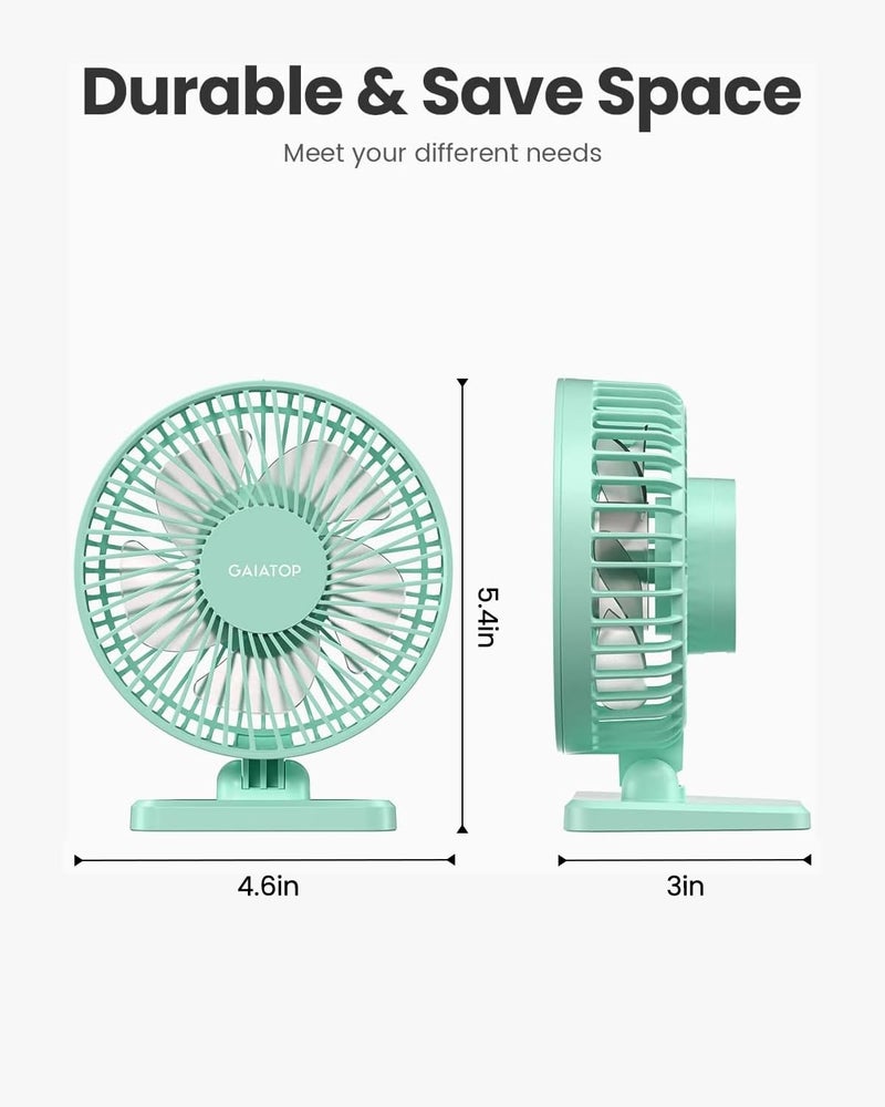 Gaiatop USB Desk Fan, Small But Powerful, Personal Portable Quiet 3 Speeds, Adjustable Mini Table Desktop fan for Cooling Home Office Car Summer Travel Gifts Green - Image 5