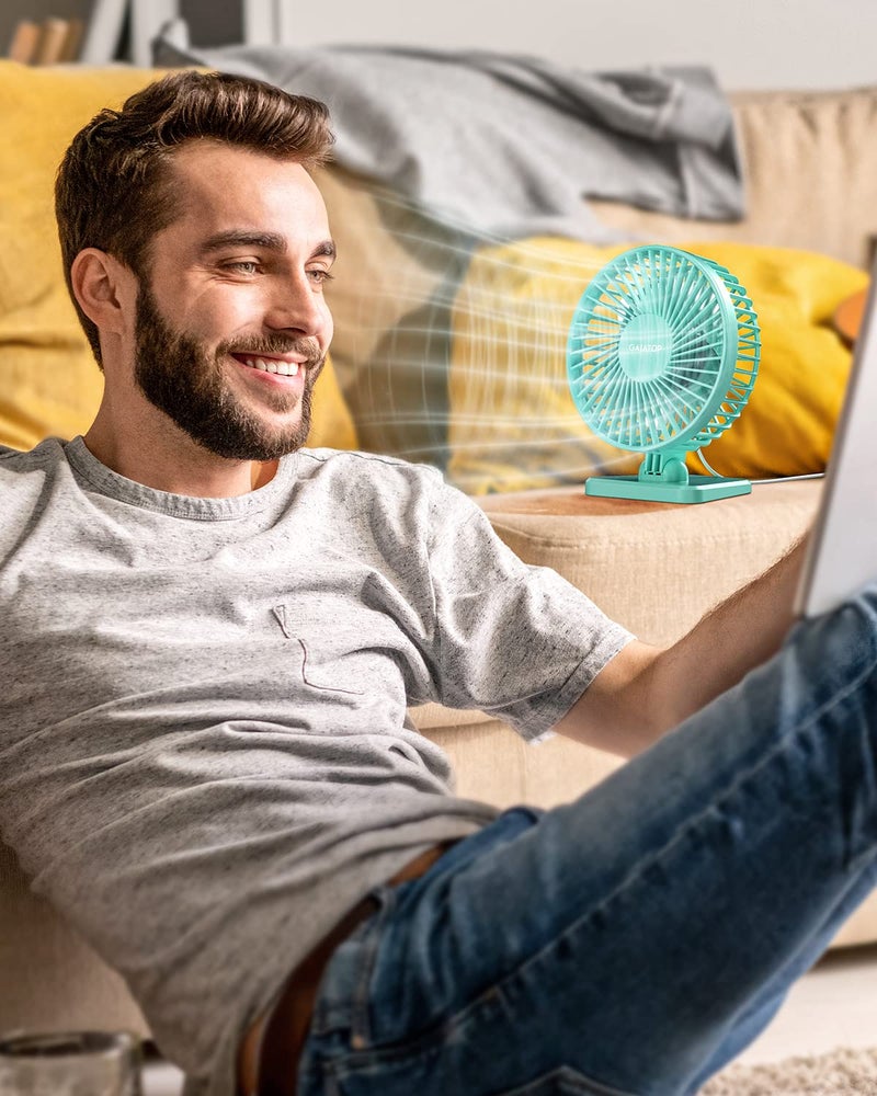 Gaiatop USB Desk Fan, Small But Powerful, Personal Portable Quiet 3 Speeds, Adjustable Mini Table Desktop fan for Cooling Home Office Car Summer Travel Gifts Green - Image 2