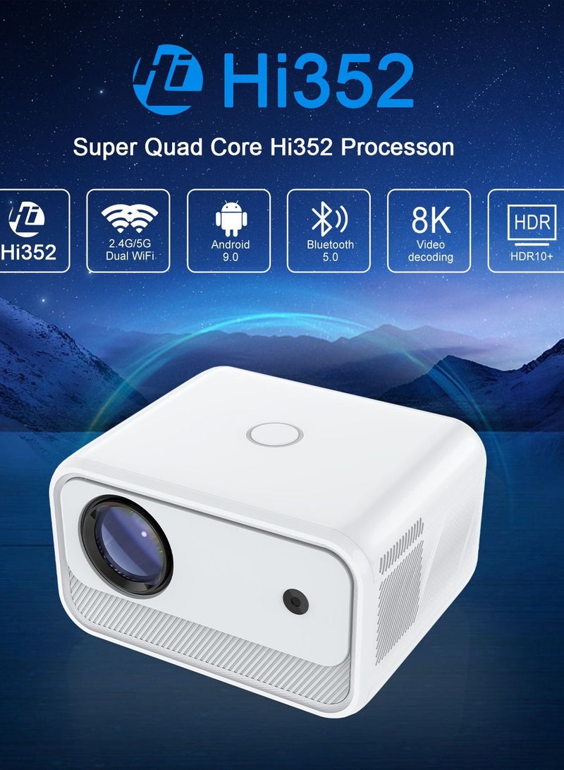 AiQi Smart Projector 1080P Full HD 4K Decoding, Android 9.0, 2.4G+5G Dual WiFi, Built - in Hi - Fi, 4 - Point Keystone, 250 ANSI, for Home Theater/Office/Gaming  - Image 1