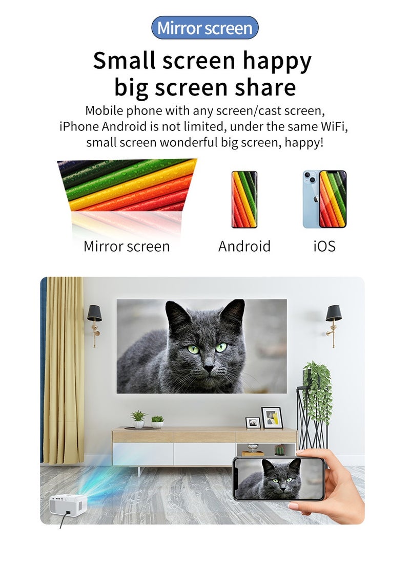 AiQi Smart Projector 1080P Full HD 4K Decoding, Android 9.0, 2.4G+5G Dual WiFi, Built - in Hi - Fi, 4 - Point Keystone, 250 ANSI, for Home Theater/Office/Gaming  - Image 3