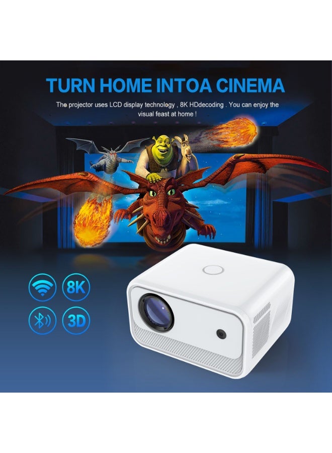 AiQi Smart Projector 1080P Full HD 4K Decoding, Android 9.0, 2.4G+5G Dual WiFi, Built - in Hi - Fi, 4 - Point Keystone, 250 ANSI, for Home Theater/Office/Gaming  - Image 2