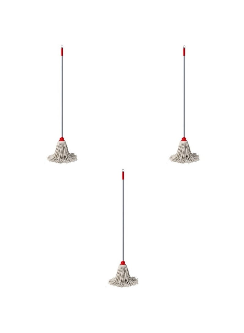 LIAO Cotton Water Mop Pack of 3 | 130cm Metal Handle with 315g Cotton Mop Head | Heavy-Duty Floor Mop for Home, Office & Commercial Cleaning - Image 5